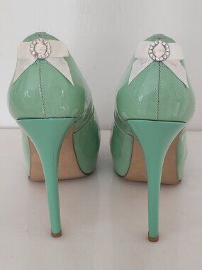 River Island Platform Pumps Shoes Green Size 7 b29